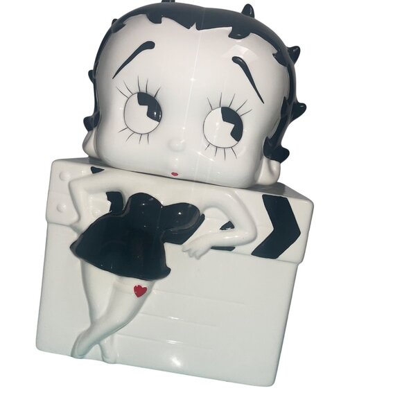 Benjamin Medwin Vintage 1995 Betty Boop Ceramic Cookie Jar White Decor - Picture 15 of 16